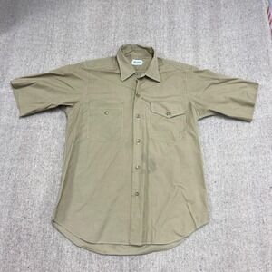 Vintage US Army‎ Button Up Shirt Mens Large Beige 50s Private Purchase Workwear